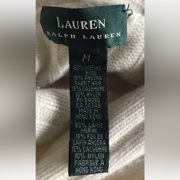 Lauren Ralph Lauren Cowl Neck Sweater Medium White Cashmere Blend Womens GUC - Picture 3 of 3